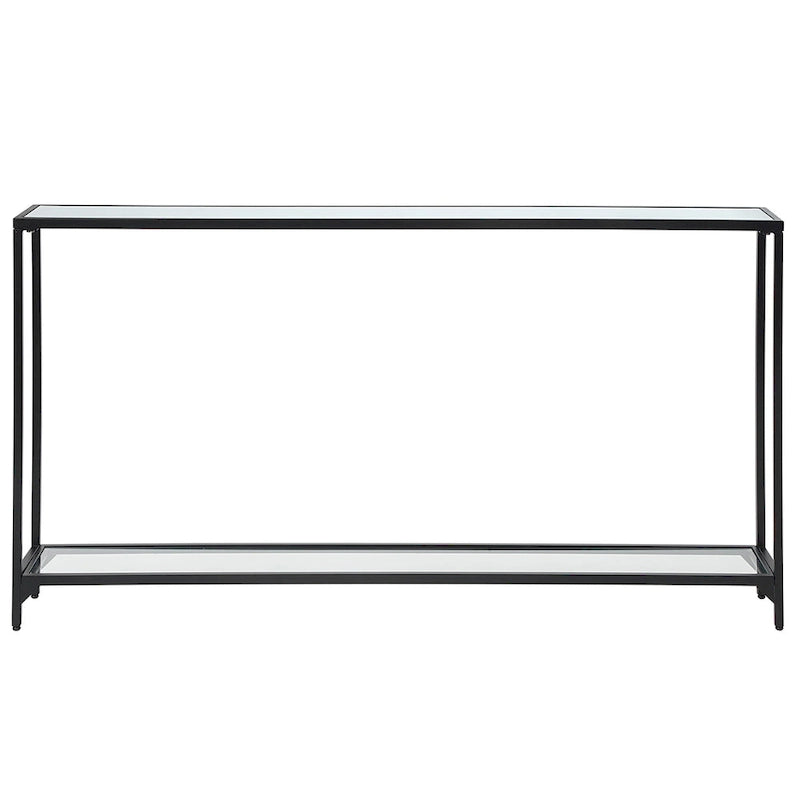 Copper Grove Metal and Tempered Glass Narrow Console Table