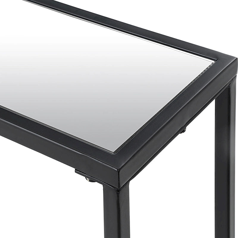 Copper Grove Metal and Tempered Glass Narrow Console Table