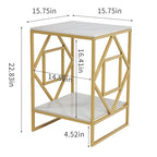 Sintered Stone End Coffee Table 2 Tier Side Table With Storage Shelf - 15.75x15.75x22.83 inch