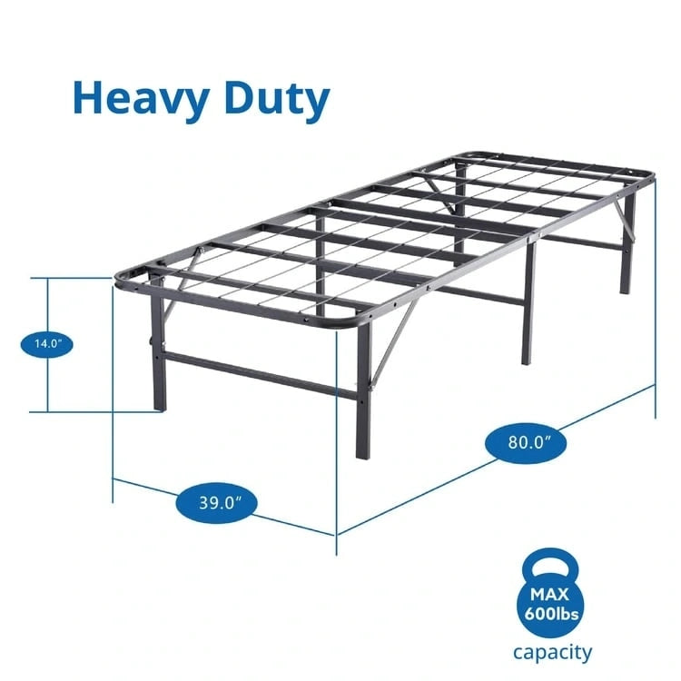 14  Foldable Metal Platform Bed Frame Mattress Foundation with Box Spring Replacement