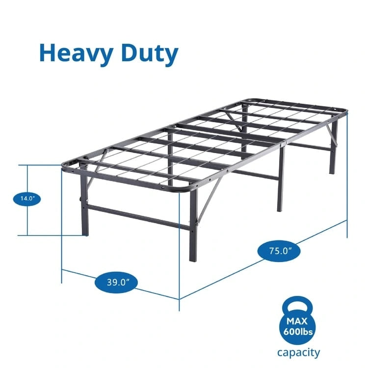 14  Foldable Metal Platform Bed Frame Mattress Foundation with Box Spring Replacement