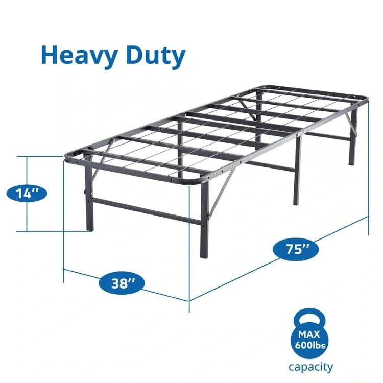 14  Foldable Metal Platform Bed Frame Mattress Foundation with Box Spring Replacement