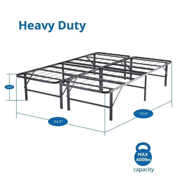 14  Foldable Metal Platform Bed Frame Mattress Foundation with Box Spring Replacement
