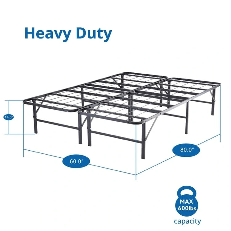 14  Foldable Metal Platform Bed Frame Mattress Foundation with Box Spring Replacement