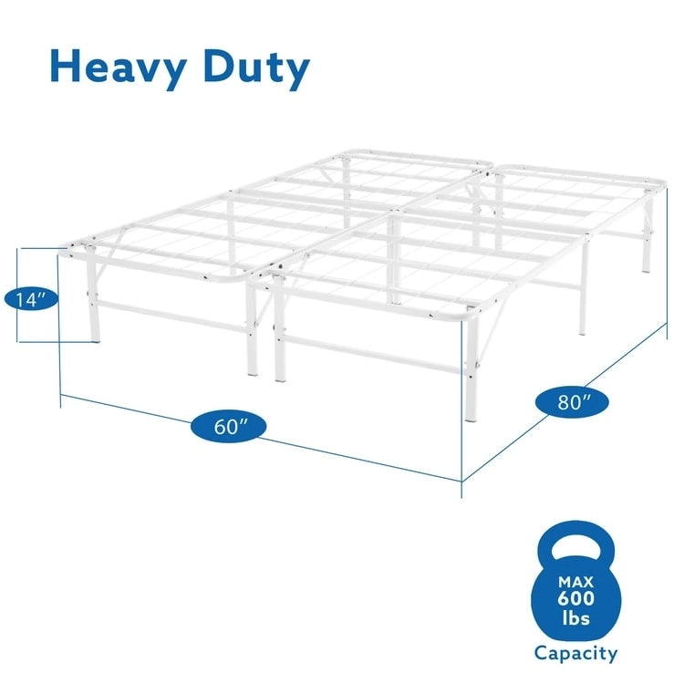 14  Foldable Metal Platform Bed Frame Mattress Foundation with Box Spring Replacement
