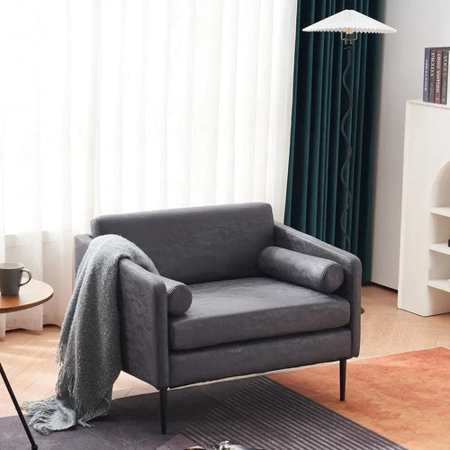 1.5 Seats Foil Fabric Surrounding Accent Chair with Pillow Indoor Circle Chair