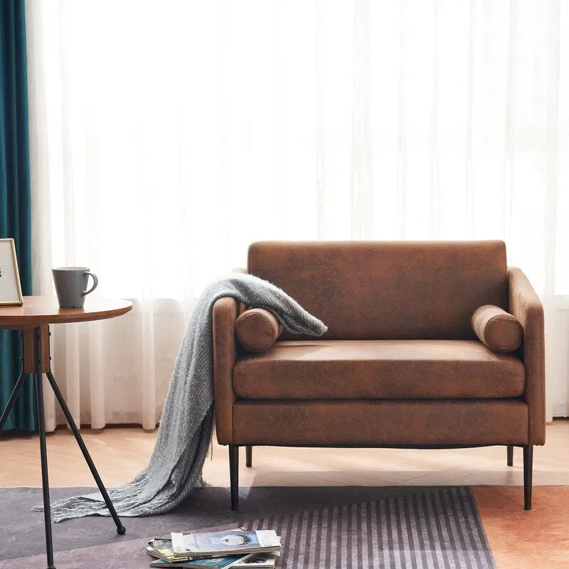 1.5 Seats Foil Fabric Surrounding Accent Chair with Pillow Indoor Circle Chair