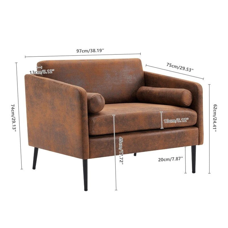 1.5 Seats Foil Fabric Surrounding Accent Chair with Pillow Indoor Circle Chair