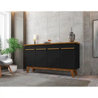 Yonkers 62.99 Sideboard with Solid Wood Legs and 2 Cabinets in Off White and Cinnamon