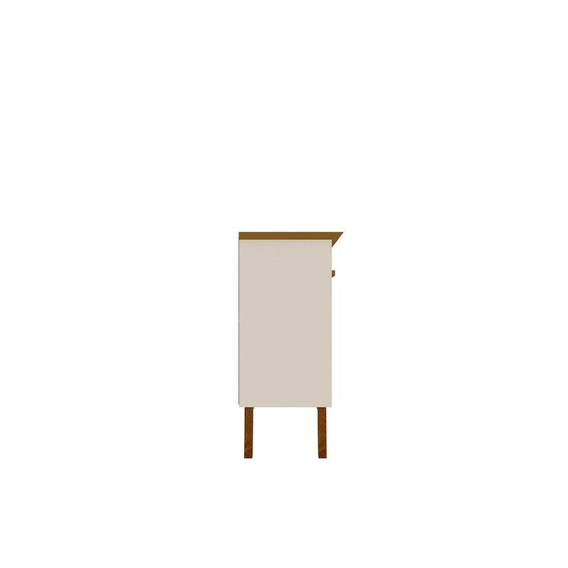 Yonkers 62.99 Sideboard with Solid Wood Legs and 2 Cabinets in Off White and Cinnamon