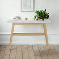 Castello 43  Rectangular Italian Carrara White Marble Console Table with Shelf - 43 L x 12 W x 31 H - 43 L x 12 W x 31 H