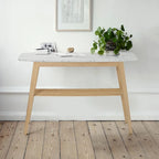 Castello 43  Rectangular Italian Carrara White Marble Console Table with Shelf - 43 L x 12 W x 31 H - 43 L x 12 W x 31 H
