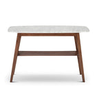 Castello 43  Rectangular Italian Carrara White Marble Console Table with Shelf - 43 L x 12 W x 31 H - 43 L x 12 W x 31 H