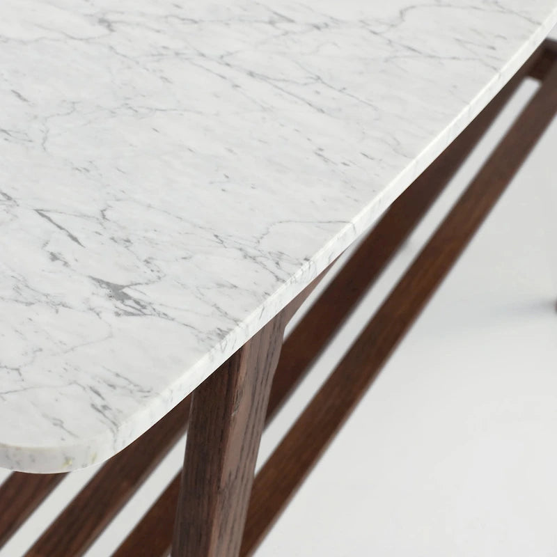 Castello 43  Rectangular Italian Carrara White Marble Console Table with Shelf - 43 L x 12 W x 31 H - 43 L x 12 W x 31 H