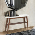 Castello 43  Rectangular Italian Carrara White Marble Console Table with Shelf - 43 L x 12 W x 31 H - 43 L x 12 W x 31 H