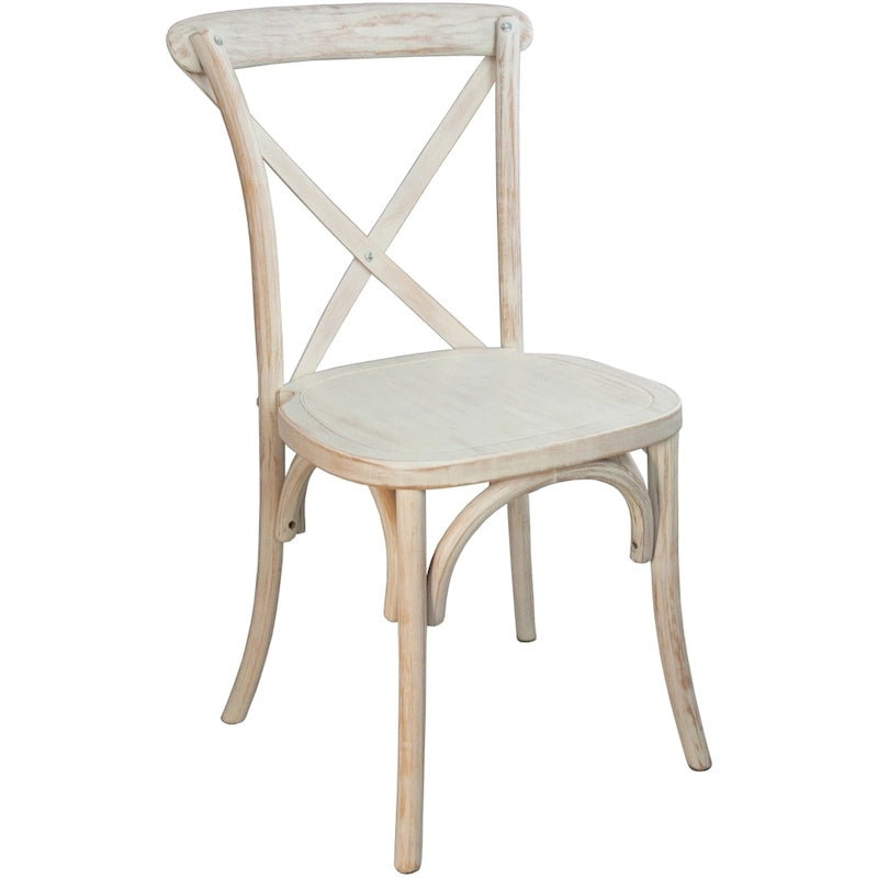 Modern Solid Wood Stacking Cross Back Dining Chairs (Set of 2)