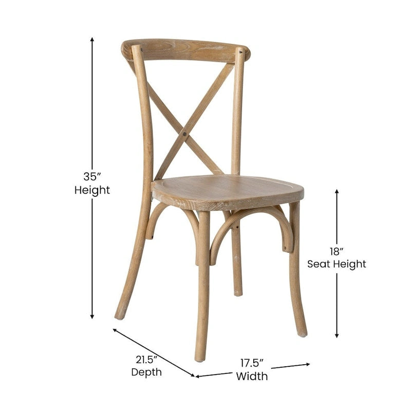 Modern Solid Wood Stacking Cross Back Dining Chairs (Set of 2)