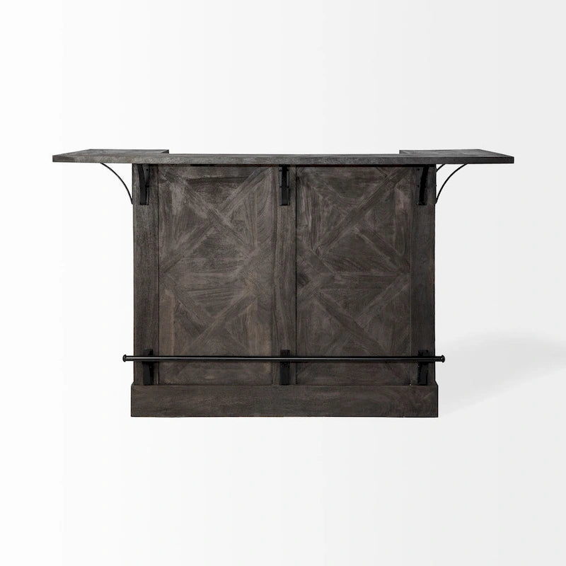 Cheers Dark Brown Solid Wood w/Wine Bottle Storage Kitchen Island - 67.8L x 29.0W x 42.5H