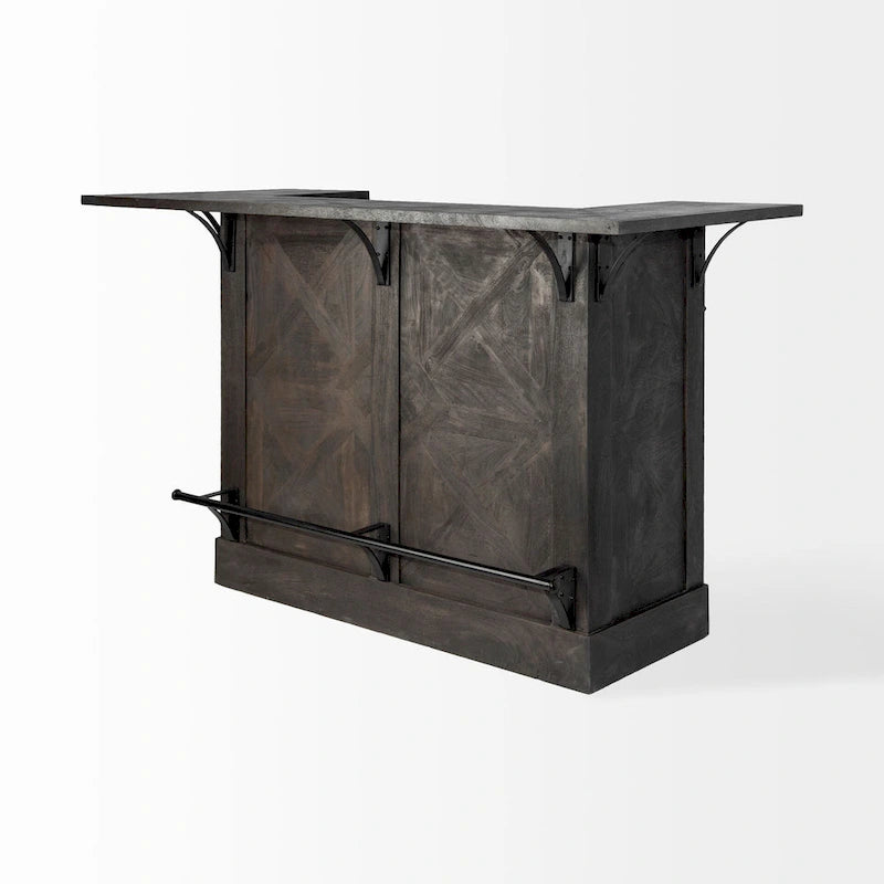 Cheers Dark Brown Solid Wood w/Wine Bottle Storage Kitchen Island - 67.8L x 29.0W x 42.5H