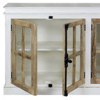 Upper Glen 4-Door Crisp Two Tone White and Natural Credenza