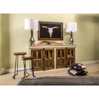 Upper Glen 4-Door Crisp Two Tone White and Natural Credenza