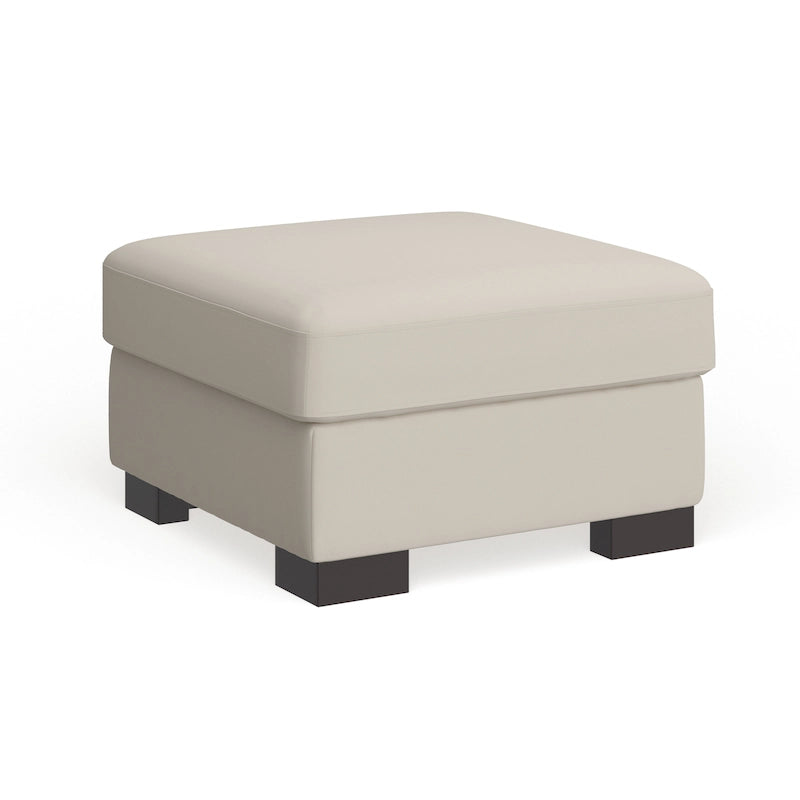 Lionel White Cotton Fabric Down-Filled Ottoman by
