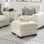 Lionel White Cotton Fabric Down-Filled Ottoman by 