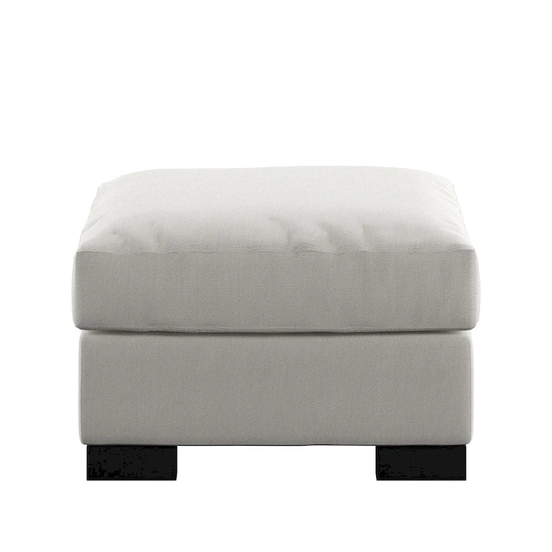 Lionel White Cotton Fabric Down-Filled Ottoman by