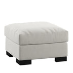 Lionel White Cotton Fabric Down-Filled Ottoman by