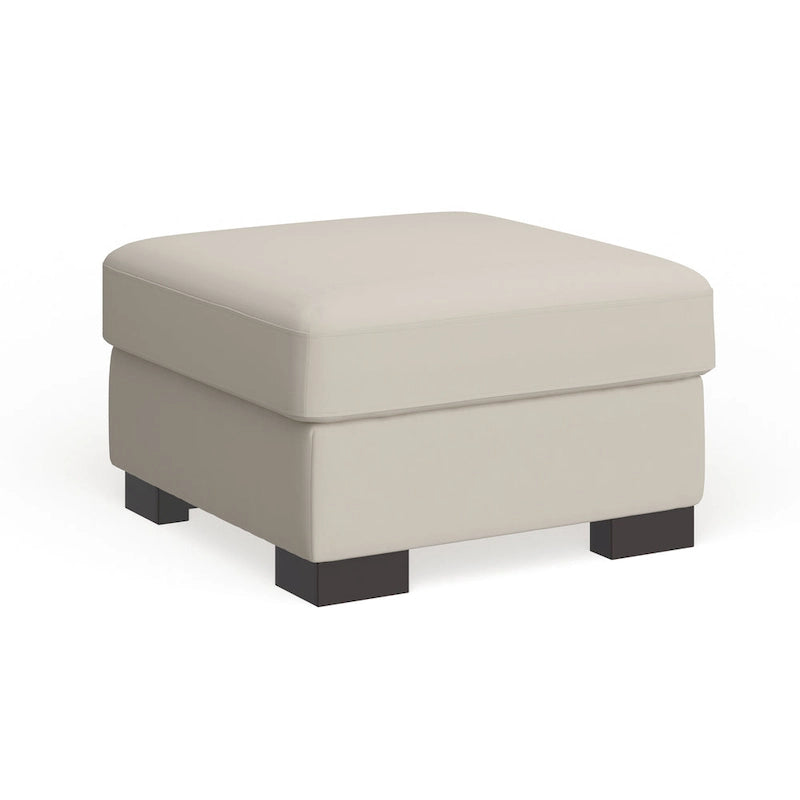 Lionel White Cotton Fabric Down-Filled Ottoman by