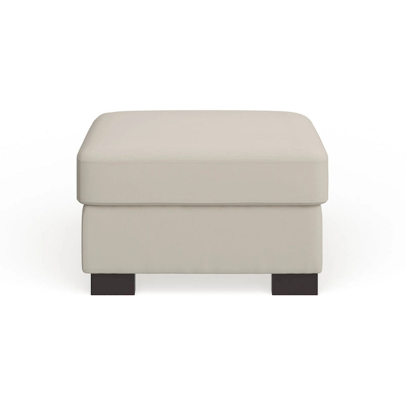 Lionel White Cotton Fabric Down-Filled Ottoman by