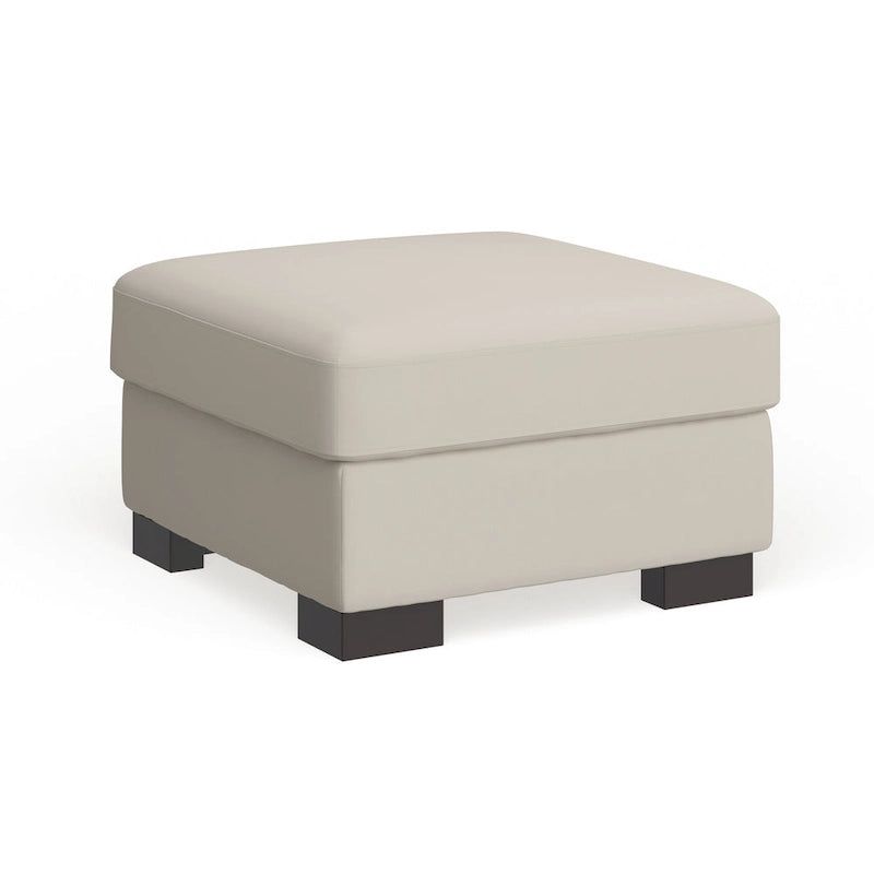 Lionel White Cotton Fabric Down-Filled Ottoman by
