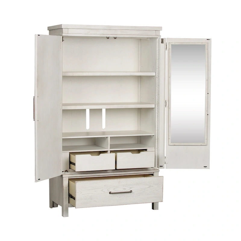 Modern Farmhouse Flea Market White Distressed Armoire