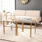 SEI Furniture Jaymes Gold & Metal Glass Top Cocktail Table