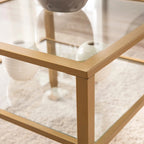SEI Furniture Jaymes Gold & Metal Glass Top Cocktail Table