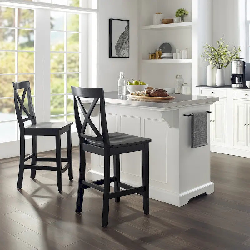 Crosley Julia Island with X-Back Stools - 60 d x 50 w x 41 h