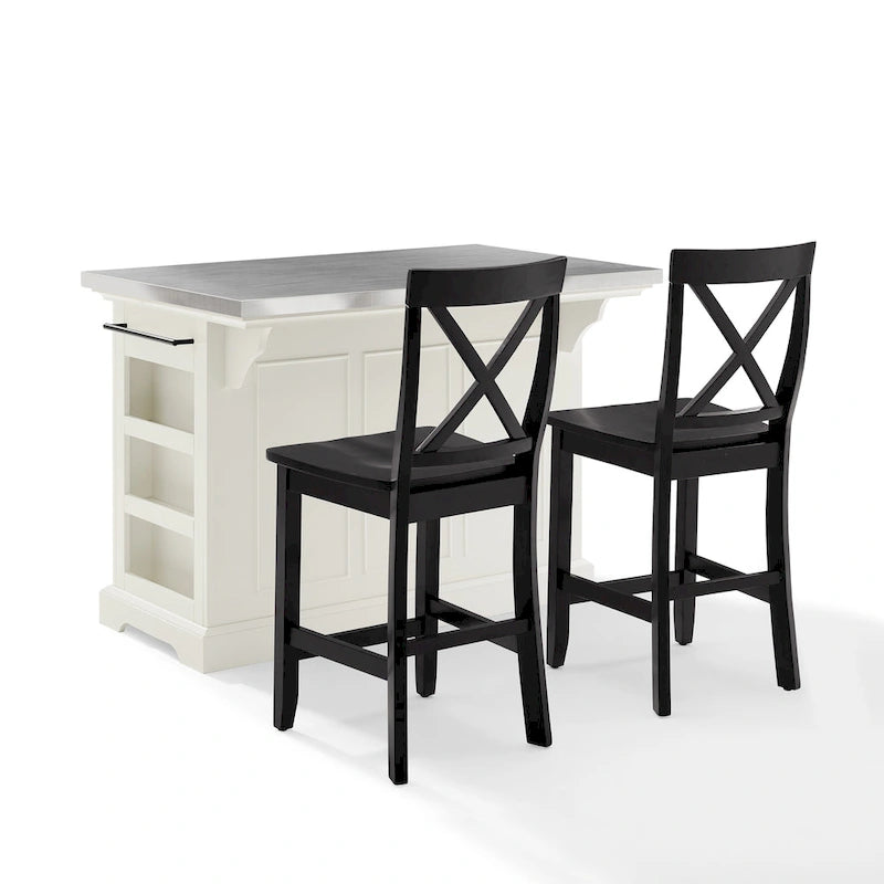 Crosley Julia Island with X-Back Stools - 60 d x 50 w x 41 h