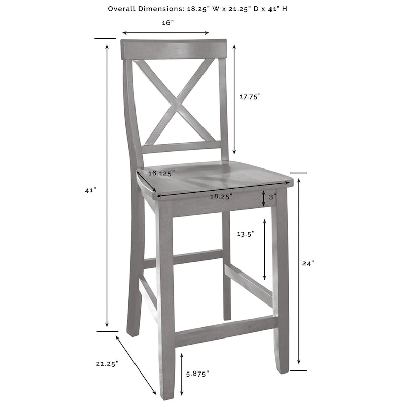 Crosley Julia Island with X-Back Stools - 60 d x 50 w x 41 h