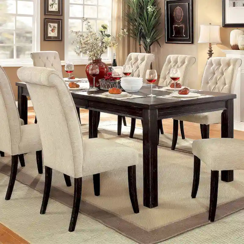 Furniture of America Tays Contemporary Black Solid Wood Dining Table