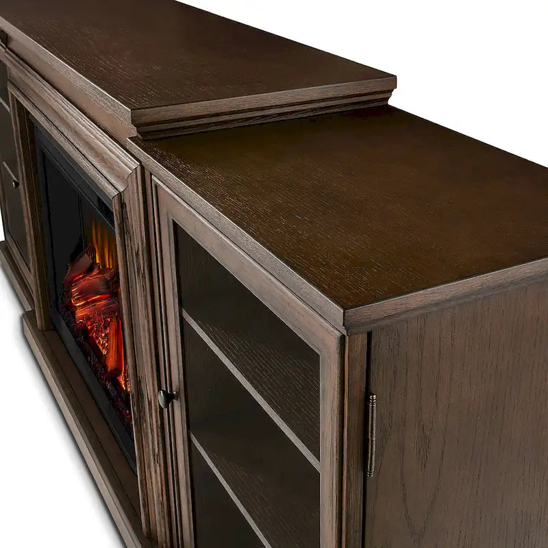 Frederick 72  Electric TV Stand Fireplace in Chestnut Oak by Real Flame - 72L x 15.5W x 30.1H