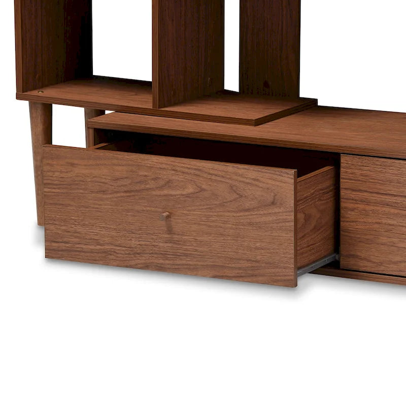 Carson Carrington Sakskobing Mid-century Medium Brown Wood TV Stand