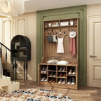 Coat Rack and Storage Bench Hall Tree with Shoe Rack for Entryway
