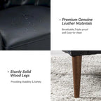 Melisa Classic Genuine Leather Wood Legs Barrel Chair With Tufted Back Set Of 2 By HULALA HOME