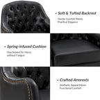 Melisa Classic Genuine Leather Wood Legs Barrel Chair With Tufted Back Set Of 2 By HULALA HOME