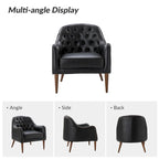 Melisa Classic Genuine Leather Wood Legs Barrel Chair With Tufted Back Set Of 2 By HULALA HOME