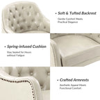 Melisa Classic Genuine Leather Wood Legs Barrel Chair With Tufted Back Set Of 2 By HULALA HOME