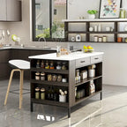 55.1 W Buffet Kitchen Island Cabinet with Open Shelves Two Drawers