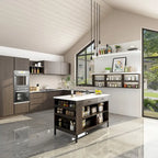 55.1 W Buffet Kitchen Island Cabinet with Open Shelves Two Drawers