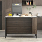 55.1 W Buffet Kitchen Island Cabinet with Open Shelves Two Drawers