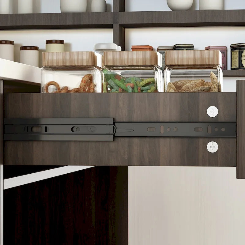 55.1 W Buffet Kitchen Island Cabinet with Open Shelves Two Drawers